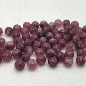 Мъниста от камък пурпурен лепидолит 6 мм