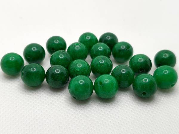 Мъниста от камък зелен нефрит 10 мм